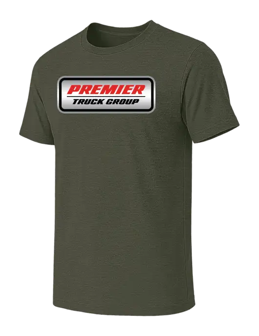 BELLA+CANVAS Heather Dark Military Green CVC Short Sleeve Tee w/Premier Truck Group Logo