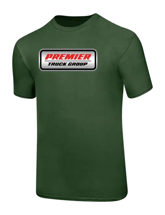 Ring Spun Dark Olive 4.5 oz T-Shirt w/Premier Truck Group Logo