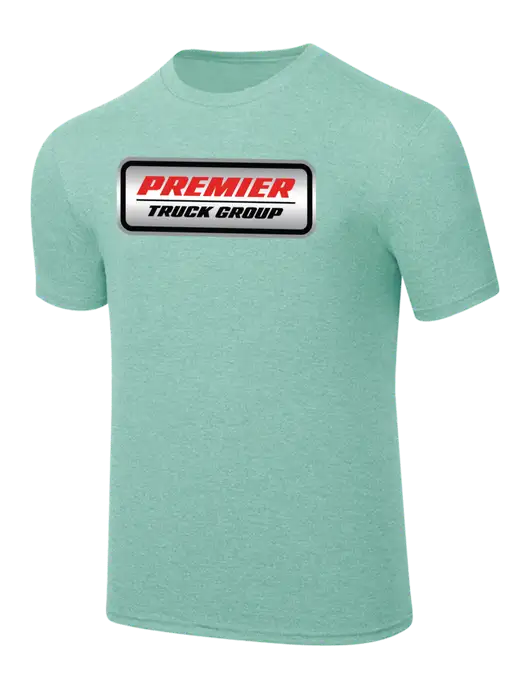 Simply Soft Heathered Sage 4.5oz  Poly/Combed Ring Spun Cotton T-Shirt w/Premier Truck Group Logo