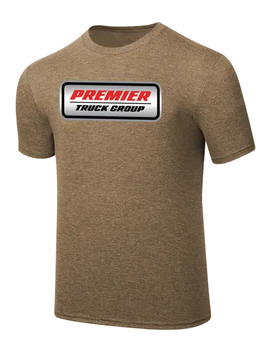 Simply Soft Light Brown Heathered 4.5oz  Poly/Combed Ring Spun Cotton T-Shirt w/Premier Truck Group Logo