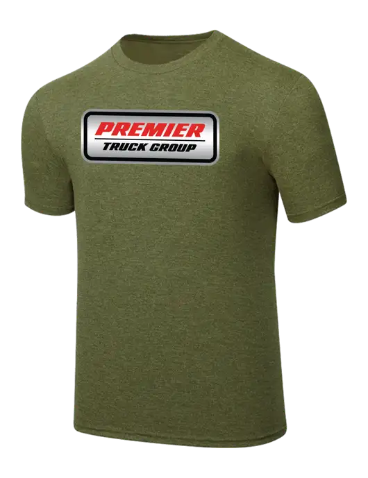 Simply Soft Military Green Frost 4.5oz Poly/Combed Ring Spun Cotton T-Shirt w/Premier Truck Group Logo