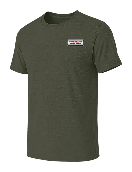 BELLA+CANVAS Heather Dark Military Green CVC Short Sleeve Tee w/Premier Truck Group Logo