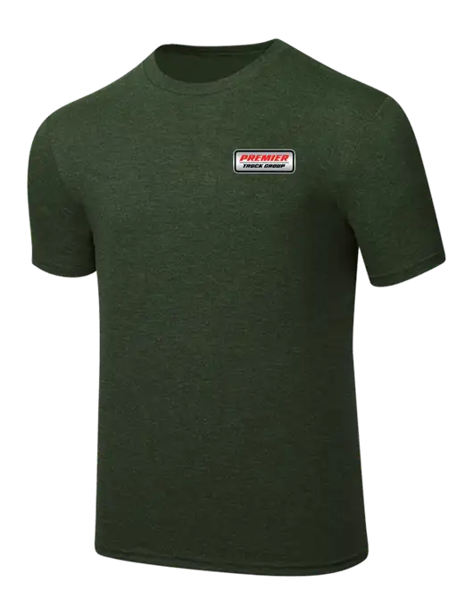 Simply Soft Heathered Forest Green 4.5oz  Poly/Combed Ring Spun Cotton T-Shirt w/Premier Truck Group Logo