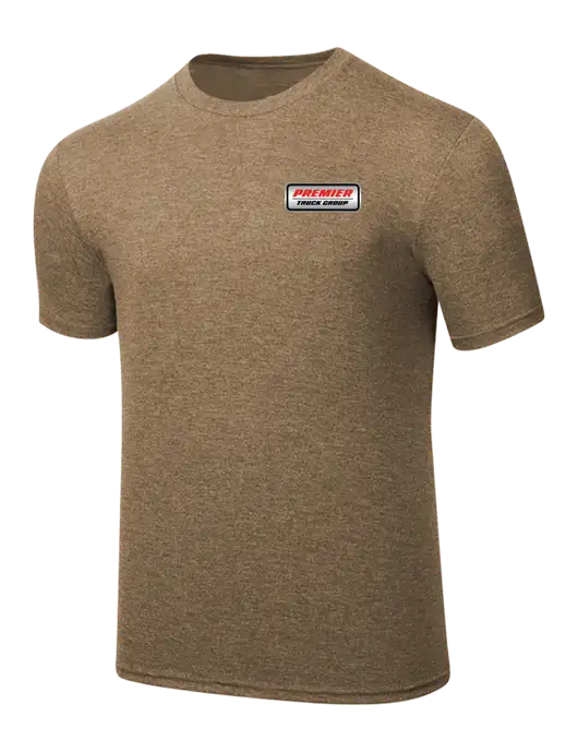 Simply Soft Light Brown Heathered 4.5oz  Poly/Combed Ring Spun Cotton T-Shirt w/Premier Truck Group Logo