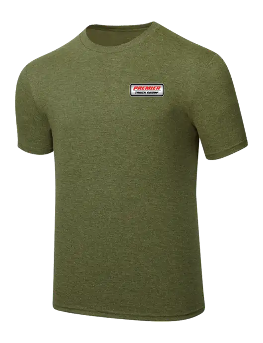 Simply Soft Military Green Frost 4.5oz Poly/Combed Ring Spun Cotton T-Shirt w/Premier Truck Group Logo