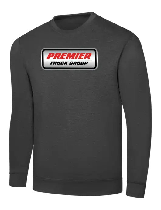 Dark Heather Grey 7.8 oz Ring Spun Crew Sweatshirt w/Premier Truck Group Logo