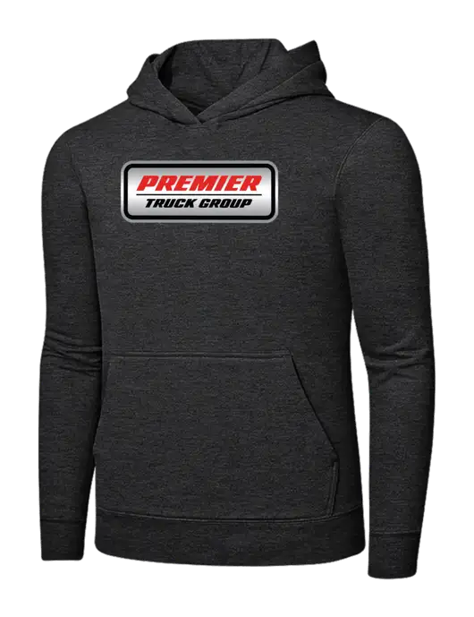 Dark Heather Grey 7.8 oz Ring Spun Hooded Sweatshirt w/Premier Truck Group Logo