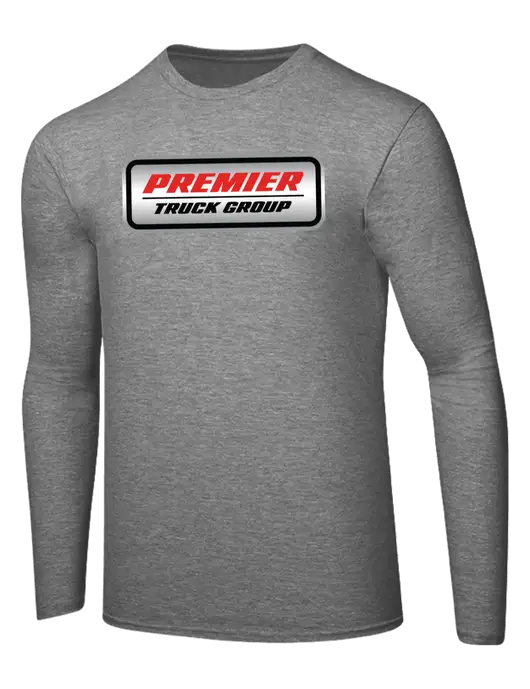 Ring Spun Light Heather Grey 4.5 oz Long Sleeve T-Shirt w/Premier Truck Group Logo