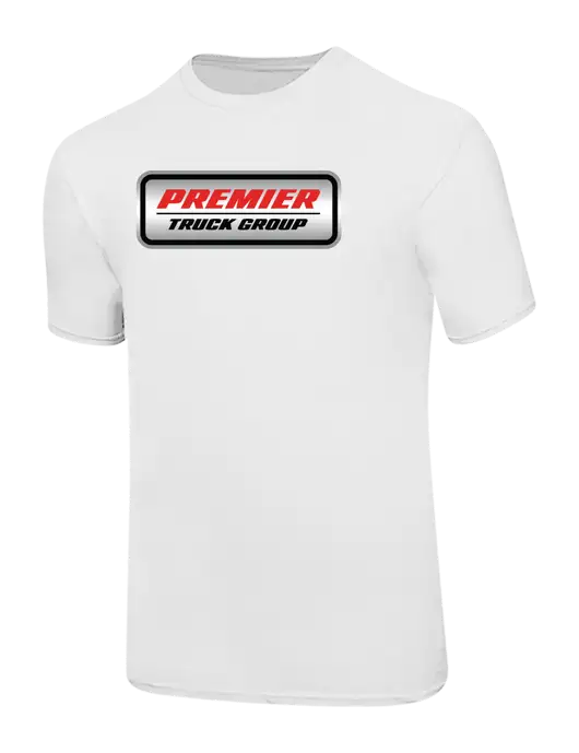 Ring Spun White 4.5 oz T-Shirt w/Premier Truck Group Logo