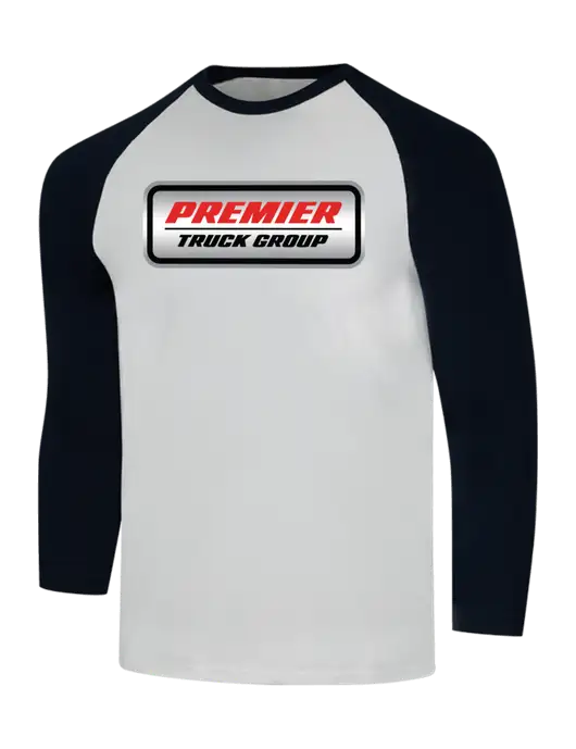 Simply Soft 3/4 Sleeve Black/White Ring Spun Cotton T-Shirt w/Premier Truck Group Logo