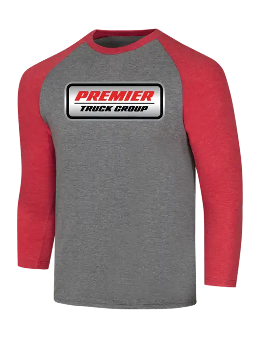 Simply Soft 3/4 Sleeve Red Frost/Grey Frost Ring Spun Cotton T-Shirt w/Premier Truck Group Logo