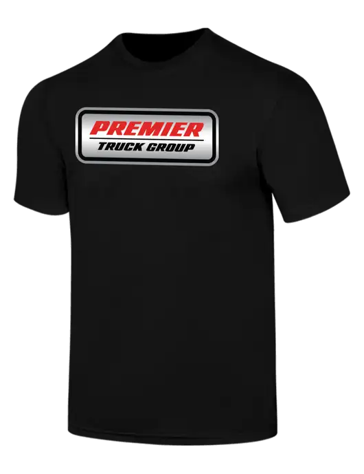 Simply Soft Black 4.5oz  Poly/Combed Ring Spun Cotton T-Shirt w/Premier Truck Group Logo