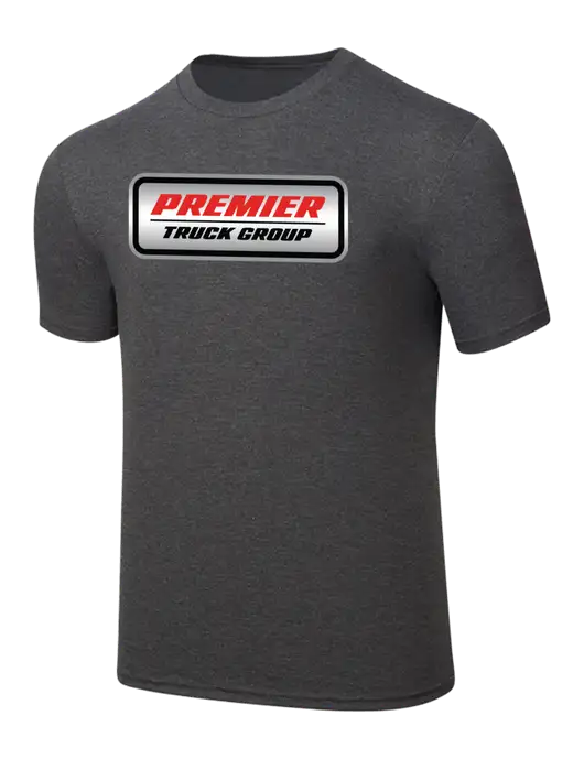 Simply Soft Heathered Charcoal 4.5oz  Poly/Combed Ring Spun Cotton T-Shirt w/Premier Truck Group Logo