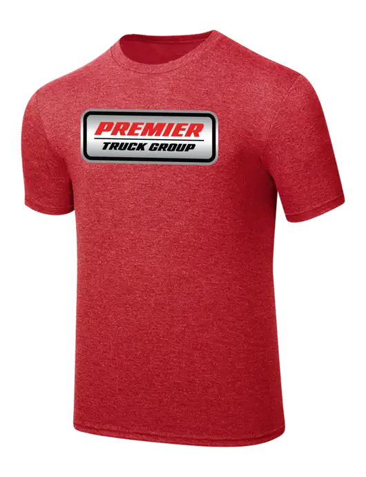 Simply Soft Red Frost 4.5oz  Poly/Combed Ring Spun Cotton T-Shirt w/Premier Truck Group Logo