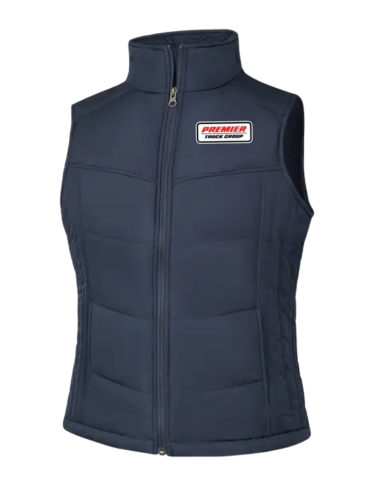  Womens Dark Slate/Black Puffy Vest w/Premier Truck Group Logo