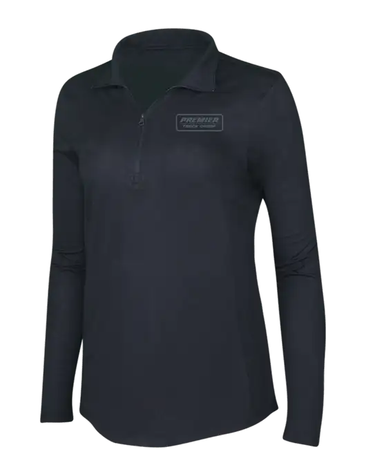 Black Triad Solid Womens Posicharge Tri-Blend Wicking 1/4 Zip Pullover w/Premier Truck Group Logo