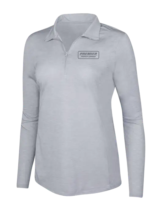Light Grey Heather Womens Posicharge Tri-Blend Wicking 1/4 Zip Pullover w/Premier Truck Group Logo