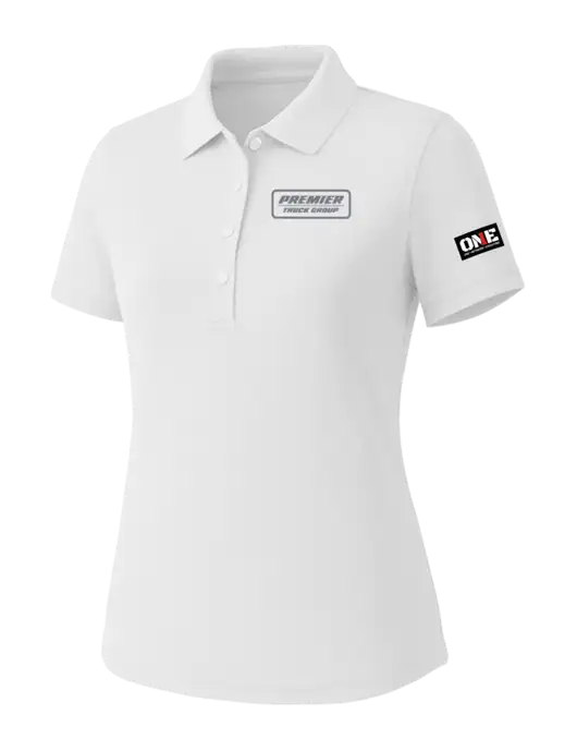 Callaway Womens Core Bright White Performance Polo w/Premier Truck Group Logo, ONE Logo