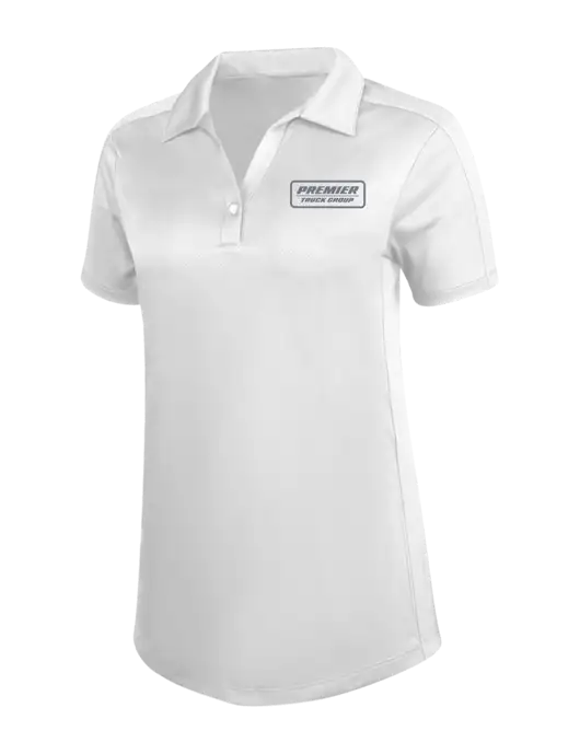Womens White Diamond Jacquard Polo w/Premier Truck Group Logo