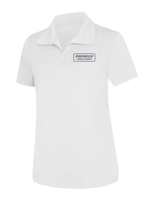 Womens White Micropique Sport-Wick Polo w/Premier Truck Group Logo