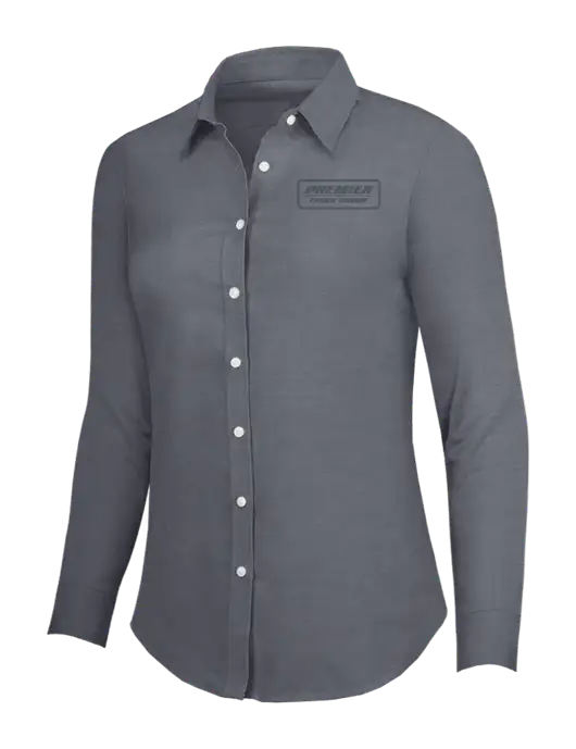 Dark Grey Womens SuperPro Oxford Shirt w/Premier Truck Group Logo