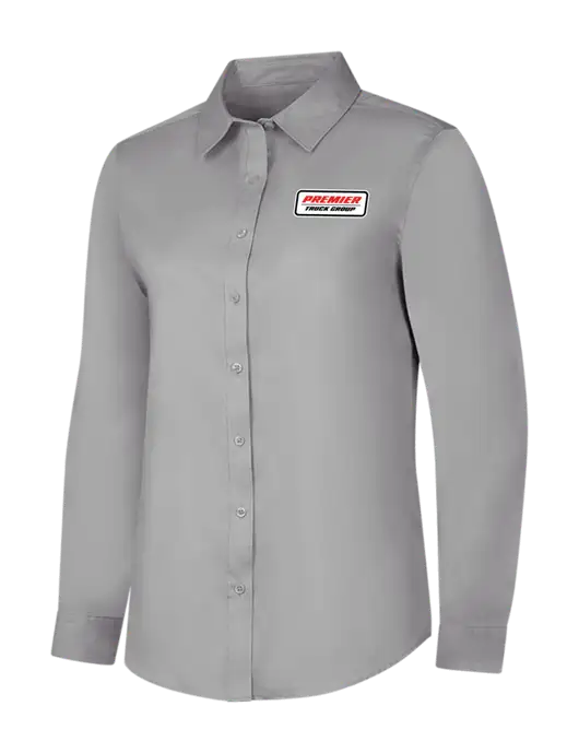 Light Grey Womens Long Sleeve Superpro React Twill Shirt w/Premier Truck Group Logo