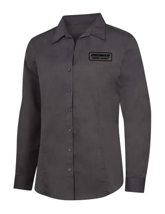 Womens Soft Black Crosshatch Easy Care Shirt w/Premier Truck Group Logo