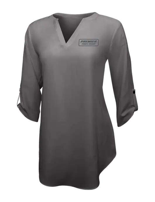 Dark Grey Womens 3/4 Sleeve Tunic Blouse w/Premier Truck Group Logo