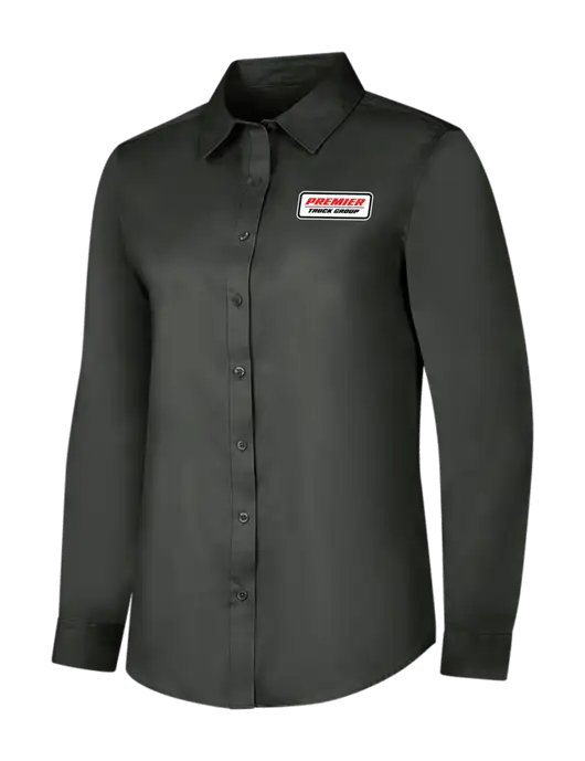 Dark Grey Womens Long Sleeve Superpro React Twill Shirt w/Premier Truck Group Logo
