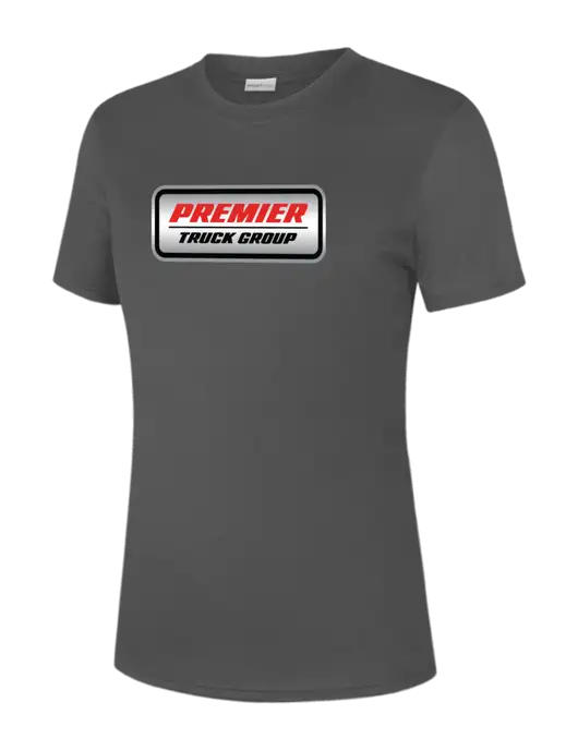  Womens Dark Grey PosiCharge Competitor Tee w/Premier Truck Group Logo