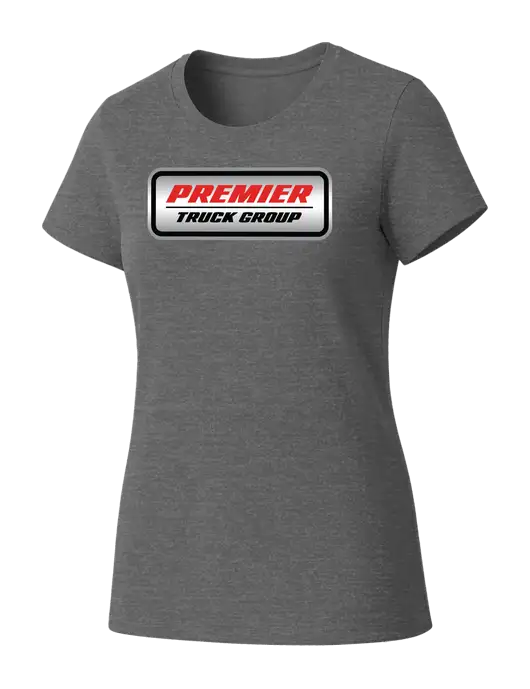 Womens Seriously Soft Grey Frost T-Shirt w/Premier Truck Group Logo