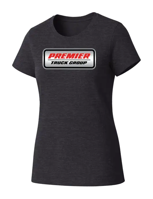 Womens Seriously Soft Heathered Charcoal T-Shirt w/Premier Truck Group Logo