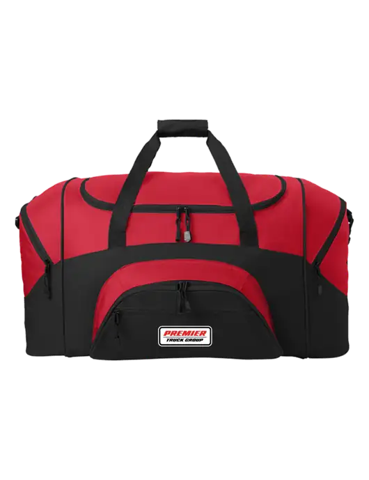 Standard Colorblock Red/Black Sport Duffel w/Premier Truck Group Logo