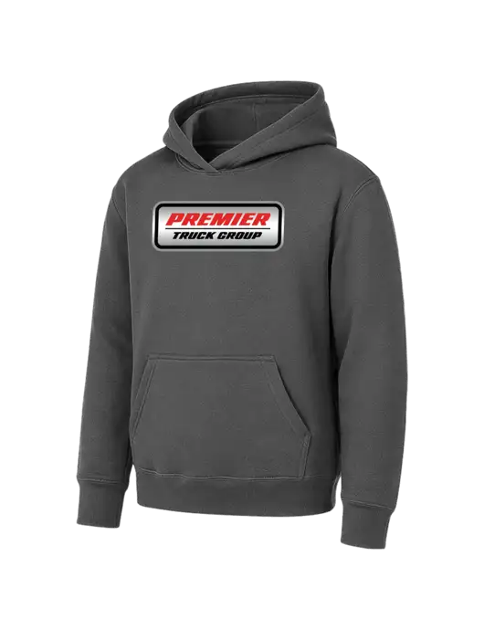 Youth Charcoal 7.8 oz Pullover Hooded Sweatshirt w/Premier Truck Group Logo