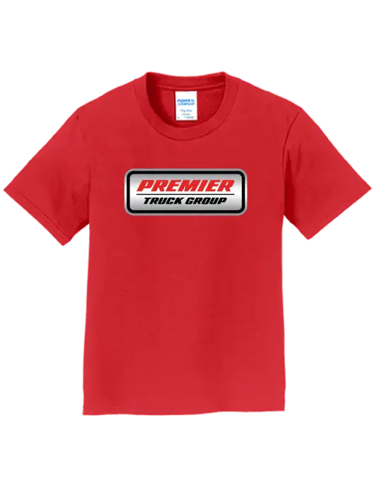 Youth Ring Spun Bright Red 4.5 oz T-Shirt w/Premier Truck Group Logo