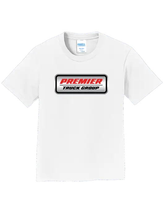 Youth Ring Spun White 4.5 oz T-Shirt w/Premier Truck Group Logo