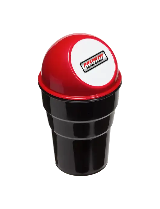 Red Car Cup Holder Trash Can w/Premier Truck Group Logo