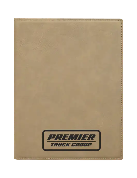 Tan Leatherette 7 x 9 Portfolio with Notepad w/Premier Truck Group Logo