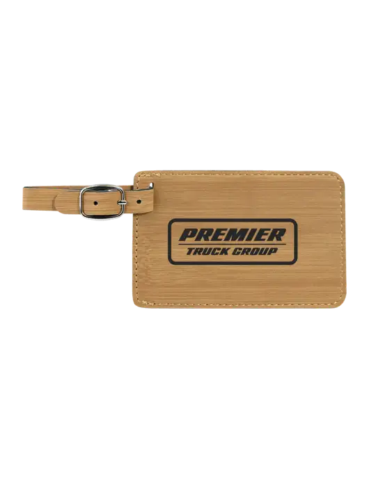Bamboo Leatherette Luggage Tag w/Premier Truck Group Logo