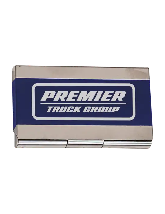 Blue 3.75 x 2.5 Business Card Holder w/Premier Truck Group Logo
