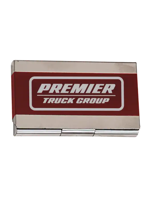Red 3.75 x 2.5 Business Card Holder w/Premier Truck Group Logo