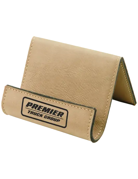 Tan Leatherette Card & Phone Holder w/Premier Truck Group Logo