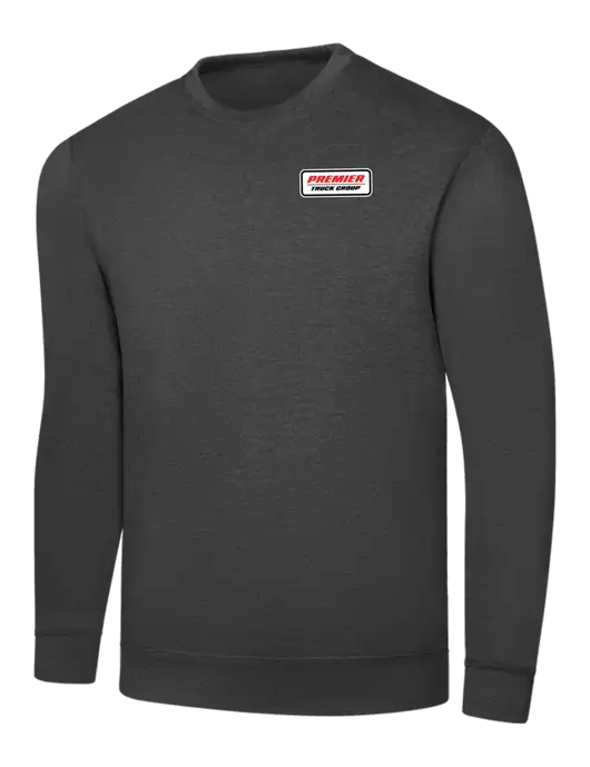 Dark Heather Grey 7.8 oz Ring Spun Crew Sweatshirt w/Premier Truck Group Logo