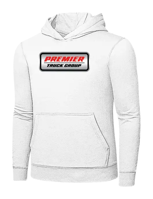 White 7.8 oz Ring Spun Hooded Sweatshirt w/Premier Truck Group Logo