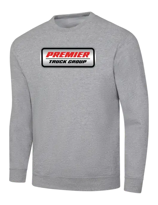 Light Grey Heather 7.8 oz Ring Spun Crew Sweatshirt w/Premier Truck Group Logo