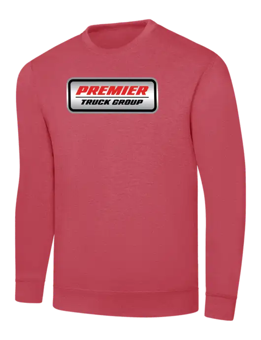Heather Red 7.8 oz Ring Spun Crew Sweatshirt w/Premier Truck Group Logo