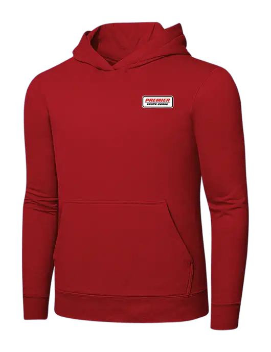 Bright Red 8.5 oz Ring Spun Hooded Sweatshirt w/Premier Truck Group Logo