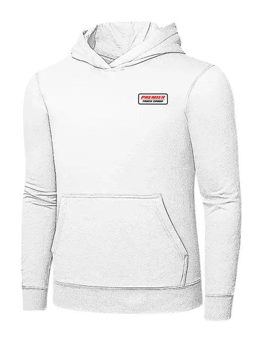 White 7.8 oz Ring Spun Hooded Sweatshirt w/Premier Truck Group Logo