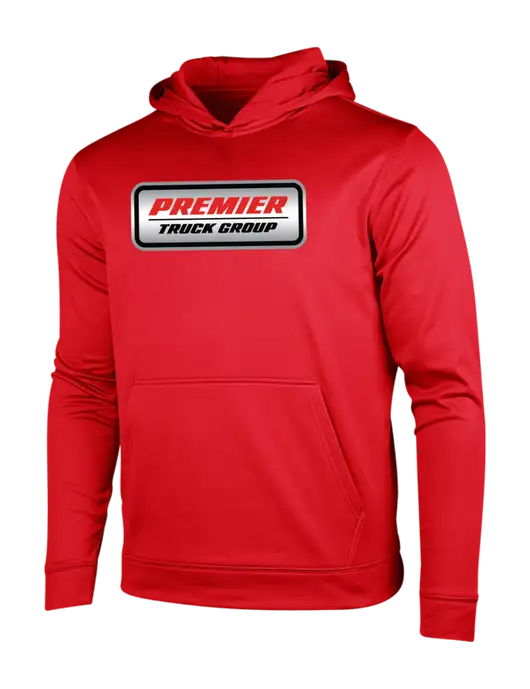 Deep Red Sport-Wick Fleece Hooded Pullover w/Premier Truck Group Logo