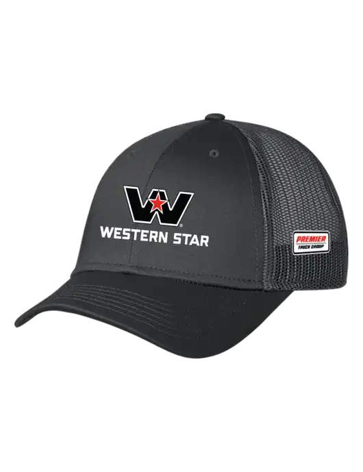 Charcoal Mesh Trucker Cap Snap Back w/Western Star Logo, Premier Truck Group Logo